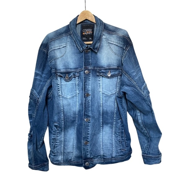 COPPER RIVET Denim Factory Distressed Jean Jacket Blue with Fade Men’s Size 3X. - Picture 15 of 16